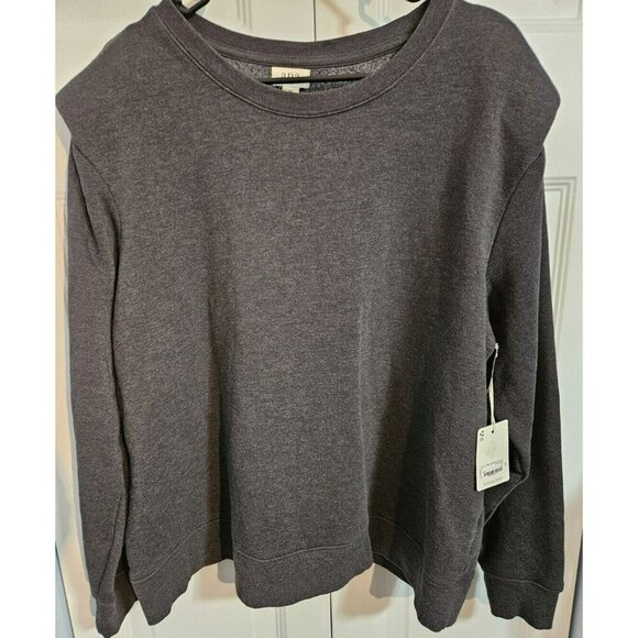 A.N.A.‎ A New Approach Womens Sweatshirt Dark Gray Crew Shoulder Pads 1X NWT - Picture 1 of 7